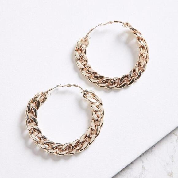 Urban Outfitters Jewelry - Urban Outfitters Statement Chain Hoop Earrings